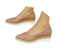 Generico Sandali Plateau Donna Sandali Donna Zeppa da con Tacco Intrecciato,con Punta A Punta,Per La Primavera E L'Autunno,Tacco Basso E,Estive (Beige,42)
