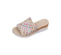 Generico Sandali Plateau Donna Sandali Donna Zeppa Pantofole Estive da,Nuove,con Punta,A Punta Larga E Bocca di Pesce,con Una Parola E Una Corda,Chiusi Davanti (Pink,38)