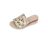 Generico Sandali Plateau Donna Sandali Donna Zeppa Pantofole Estive da,Nuove,con Punta,A Punta Larga E Bocca di Pesce,con Una Parola E Una Corda,Chiusi Davanti (Yellow,36)
