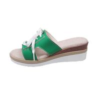 Generico Sandali Plateau Donna Sandali Zeppa Ortopediche Pantofole da Donna con Fondo Spesso,Casual,Di Grandi Dimensioni,con Una Sola Parola. Pantofole Primaverili (Green,35)