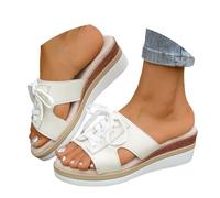Generico Sandali Plateau Donna Sandali Zeppa Ortopediche Pantofole da Donna con Fondo Spesso,Casual,Di Grandi Dimensioni,con Una Sola Parola. Pantofole Primaverili (White,40)