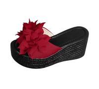 Generico Sandali Plateau Donna Scarpe Donna Estive Comode Ciabatte Estive con Fondo Spesso E Parola A E Fiori,con Aumento di Altezza,da Indossare All'Aperto,da Sandali Tacco Largo (Red,41)