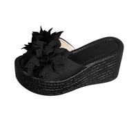 Generico Sandali Plateau Donna Scarpe Donna Estive Comode Ciabatte Estive con Fondo Spesso E Parola A E Fiori,con Aumento di Altezza,da Indossare All'Aperto,da Sandali Tacco (Black,43)
