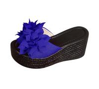 Generico Sandali Plateau Donna Scarpe Donna Estive Comode Ciabatte Estive con Fondo Spesso E Parola A E Fiori,con Aumento di Altezza,da Indossare All'Aperto,da Sandali Tacco (Blue,38)