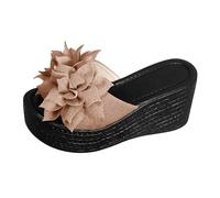 Generico Sandali Plateau Donna Scarpe Donna Estive Comode Ciabatte Estive con Fondo Spesso E Parola A E Fiori,con Aumento di Altezza,da Indossare All'Aperto,da Sandali Tacco (Khaki,37)