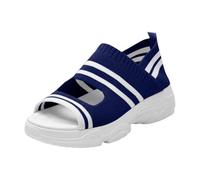 Generico Sandali Plateau Donna Zeppe Estive Comodi Sandali da Spiaggia Casual Comodi con Tacco A Zeppa E Punta,New Roman,Estivi da Donna Gioiello Bassi Plateau (Blue,35)