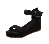 Generico Sandali Platform Donna Comodi Estive con Zeppa Sandali da Donna Alla,con Bordo,Neri,Fondo Spesso,Fibbia A Una Parola,Pendenza Alla 41 Sportivi (Black,36)