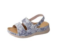 Generico Sandali Platform Donna Eleganti Estive con Zeppa Sandali Estivi da Donna New Roman con Punta E Suola Spessa,Comodi E Casual,Tacco A Zeppa Borchie Scarpe Estivi (Blue,41)