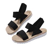Generico Sandali Platform Donna Ortopediche Comodi Estivi Women'S Sandals Summer Fashion Hot Style Non Wear Soft Sole Casual Slippers Sandali Donna Tacco Medio In Pelle (Black,37)