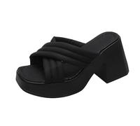 Generico Sandali Platform Donna Ortopediche Estive Comode Le Donne Indossano Pantofole con Tacco Spesso E Sandali A Una Linea con Suola Spessa E Pan Di Spagna Ciabatte Donna Estive (Black,40)