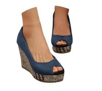 Generico Sandali Platform Donna Ortopediche Scarpe Aperte Sandali Estivi da Donna,con Fondo Spesso E Pendenze Generose,con Fibbia In Denim,da Spiaggia,Pantofole (Blue,41)