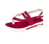 Generico Sandali Platform Donna Ortopediche Scarpe Comode Sandali con Plateau E Zeppa Rialzati da Donna,Casual,Taglie Forti,per Camminare Tutti I Giorni Argento Scarpe (Red,42)