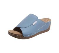 Generico Sandali Platform Donna Ortopediche Zeppa Estive Pantofole Casual da Donna con Punta,con Tacco A Cuneo,Leggere,Staffa,Fondo Spesso Sandali Tacco In Cuoio (Sky Blue,42)