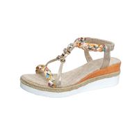 Generico Sandali Platform Donna Sandali Comodi Donna da Spiaggia Estivi con Plateau,Tacco E Punta da,Comodi E Zeppe Chiusi Dietro In Cuoio (Gold,43)