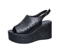 Generico Sandali Platform Donna Sandali Donna Eleganti Estivi da con Suola Spessa,Tacco Spiovente,Scava Fuori,di Grandi Dimensioni Gioiello Zeppe Estive (Black,43)