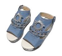 Generico Sandali Platform Donna Zeppa Estive Neri Comoda Sandali con Tacco Inclinato Bocca di Pesce Casual Scava Fuori Fondo Spesso Scarpe da Donna Alla Chiusi (Light Blue,43)