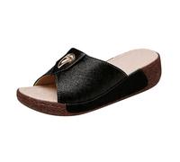 Generico Sandali Platform Donna Zeppa Estive Neri Eleganti Sandali Spessi da Donna Per L'Estate con Suola Morbida In Tendine Di Mucca Per Un Tocco Di Eleganza In Più E Estive (Black,40)