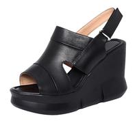 Generico Sandali Platform Donna Zeppa Estive Plateau Comoda Sandali da Donna Estivi Comodi E Alla con Un Dito Aperto,Retrò,Leggeri,da Spiaggia,Per Le Vacanze,con Tacco (Black,40)