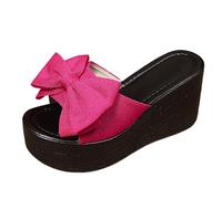 Generico Sandali Platform Donna Zeppe Estive Comoda Pantofole da Donna Estive,Nuove Pantofole con Zeppa Europee E Americane con Fiocco E Piattaforma Mare Sandali (Hot Pink,39)