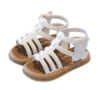 Generico Sandali romani per bambine, casual, estivi, eleganti sandali con cinturino regolabile, punta aperta, morbidi e confortevoli, alla moda, da viaggio, scarpe da passeggio comodo