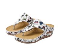 Generico sandali,sandali bianchi zeppa,Women's Everyday Retro Comfortable And Versatile Thong Sandals Borse in Tela (Beige, 43)
