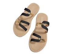 Generico Sandali Sandali Donna Eleganti Con Cinturino Piatti Leggeri Resistenti Antiscivolo Per Vacanze Al Mare Estate Con Stile Relax E Comfort (Black, 38)
