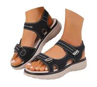 Generico sandali,sandali donna estive con zeppa,Taglie forti, casual da esterni, stile sportivo, con fascia singola e punta aperta, comode(Black 41)