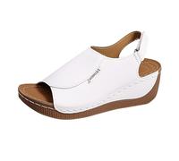 Generico sandali,sandali donna zeppa nera, Modello casual con plateau e cinturino singolo, tinta unita a punta definita (White, 39)