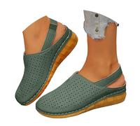 Generico sandali,sandali zeppa sughero,Women's Sandals With Closed Toe And Buckle Closure For Beach Casual Wear In Plus Sizes Alti Eleganti (Green, 42)