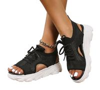 Generico Sandali Stringati da Donna | Scarpe da Muffin con Suola Spessa Casual estive - Sandali scavati in Rete Traspirante Aperti con per Donna