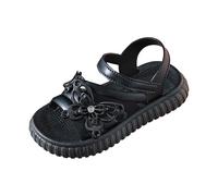Generico Sandali Traspiranti per Bambine e Bambini Piccoli Leggeri Comodi Casual Gioco Allaperto Scarpe Quotidiane (Black, 31.5 Little Child)