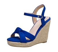 Generico Sandali Trekking Donna Comode Camminata Ortopediche Calde Delle Signore Di Nuovo Disegno Incunea I Modo Dei Scarpe ' Tallone Comodi Eleganti Estive Numero 35 Ciabatte 34 Cinturino Blu 37