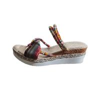 Generico Sandali Zeppa Donna Estive Eleganti Comoda Sandali da Donna Alla con Tacco In Pendenza con Fondo In Pendenza,Scarpe Gioiello Bassi Punta Chiusa (Watermelon Red,42)