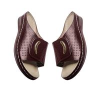 Generico Sandali Zeppa Donna Estive Ortopedici Comodi Sandali per Scarpe Casual Traspiranti con Una Sola Parola,Tacco Largo E Inclinato,Primavera/Estate,da Donna Estive (Coffee,42)