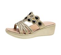 Generico Sandali Zeppa Plateau Comodi Scarpe Comode Donna Casual Pantofole Stile Sandali Punto Slope Causale Scarpe da Donna Tacco Bohemien Zeppe Goccia Ciabatte da Spiaggia (Black,38)