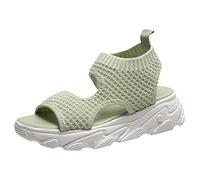 Generico Sandali Zeppa Plateau Ortopediche Estivi Donna Sandali Estivi da Donna In Rete Intrecciata A Rete con Fondo Spesso Scava Fuori Punta Sportivi Leggeri Pianta (Green,39)