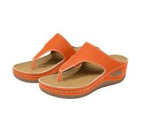 Generico Sandali Zeppa Plateau Scarpe Comode Donna Estive Women'S Everyday Retro Comfortable And Versatile Thong Sandals Sandali Chiusi Davanti Donna Plateau (Orange,36)