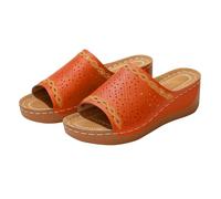 Generico Sandali Zeppa Plateau Scarpe Donna Estive Comode Sandali con Tacco Traforato Provenienti dall'Europa E dall'America,con Bordo A Tinta Unita,Stile Retrò Zeppa Donna (Orange,39)
