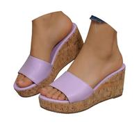 Generico Sandali Zeppa Plateau Scarpe Donna Estive Comode Sandali da Donna con Punta,Plateau Effetto Sughero E Cinturini in Similpelle. Scarpe Estive Comode per Estivi (Purple,36)