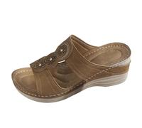 Generico Sandali Zeppa Plateau Zeppe Donna Estive Comoda Ciabatte da Donna Estive retrò Casual con Zeppa A Forma di,con Una Linea,da Spiaggia,Casual Sandali Scarpe (Brown,35)