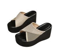 Generico Sandali Zeppa Plateau Zeppe Donna Estive Comoda Pantofole da Donna Estive,Nuove,in Tessuto Spesso,Europee E Americane,Comode E Casual Sandali Estivi Comodi Tacco (White,41)