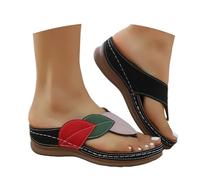 Generico Sandalias de tiras con estampado de hojas de moda de verano, cómodas y casuales, para playa, con soporte para el arco, para uso en interiores y exteriores.