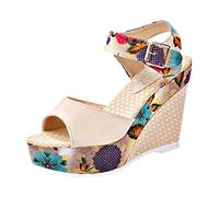 Generico Sandalo Estivo Donna Estivi Eleganti Leggere Espadrillas Comode Tacco a Zeppa Punta Chiusa Sandals Spiaggia Regolabile Scarpe Da Sera Traspirante Fibbia O Cinturini Alla Caviglia Sandalo