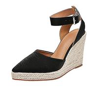 Generico Sandalo Estivo Donna Leggere Eleganti Comode Espadrillas Tacco a Zeppa Punta Chiusa Estivi Sandals Traspirante Fibbia O Cinturini Alla Caviglia Scarpe Da Sera Regolabile Spiaggia Sandalo