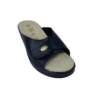 Generico SANITAL LIGHT - Ciabatte Sanitarie Da Donna in Pelle Con Sottopiede Imbottito e Fodera in Vera Pelle, Eleganti e Confortevoli, Sicure e Leggere, Fatte In Italia - Blu e Bianco 1374