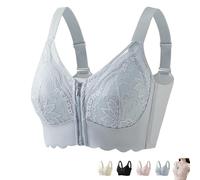 Generico Sanrah Zipper Bra， Sanrah Zipper Bra，Zip-up Powerful Support Comfy, for Women Wireless Full Coverage (Blue 1pc,L)