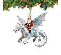 Genérico Santa Christmas Ornament - Flying Dragon Decor | 2D Santa Riding A Flying Dragon Christmas Ornament For Holiday Celebrations Winter Seasonal Displays and Decorating Trees Backpacks