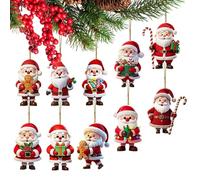 Generico Santa Ornament - 20 Piece 2d Wooden Decor Figurines Topper, Figurines Topper Pendant | Christmas Ornaments For Outdoor Kids Women Men Home Party Indoor Living Room Window