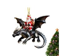 Generico Santa Ornaments - 2D Flat Santa Dragon Scene Design, Christmas Tree Hanging Decor Piece, Wall Window Lightweight Ornament Display, Backpack Festive Hanging Accessory Decoration | Home Party