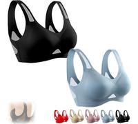 Generico Saralush Aerisoft - Ultimate Breathable Comfort Bra, The Anti Sagging Breast Bra, Seamless & all-Day Comfort (Black+Blue,XL)